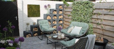 Voorbeeld van U-elementen als houtopslag